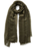 THE CLOUD - Khaki green sheer modal and cashmere-blend wrap - tied