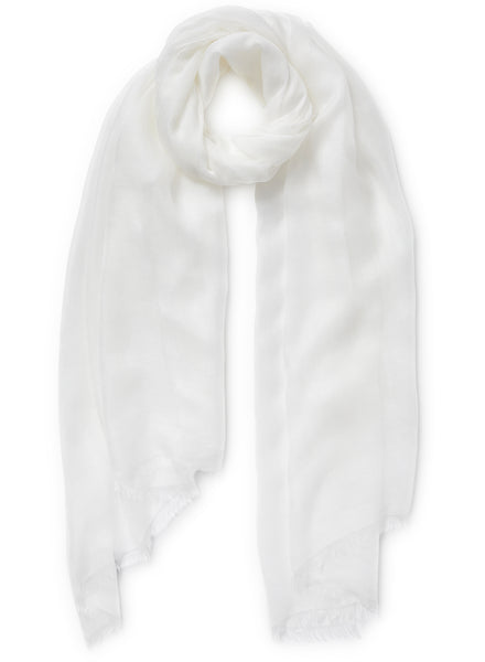THE CLOUD - White sheer modal and cashmere-blend wrap - tied