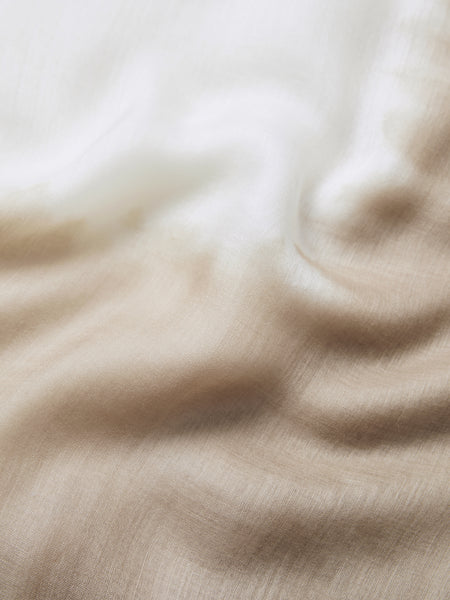THE TWO-TONE WRAP - Neutral tie dye modal and cashmere wrap - detail