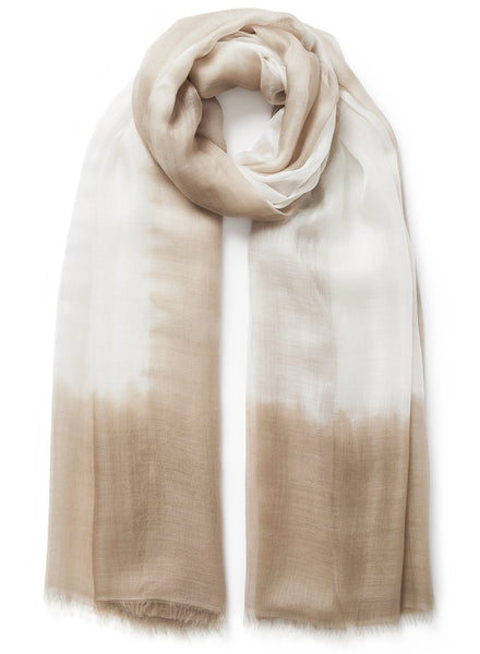 THE TWO-TONE WRAP - Neutral tie dye modal and cashmere wrap - tied