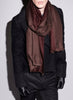 THE DOUBLE - Burgundy and taupe dual weave pure cashmere woven scarf - model