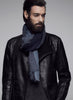 THE DOUBLE - Blue dual weave pure cashmere woven scarf - model
