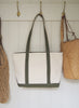 THE SAG HARBOR TOTE - Medium Bespoke Zipped Cotton Canvas Tote - Natural and Olive - 5