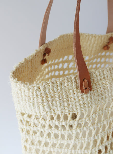 JANE CARR - MIFUKO - Kiondo Natural Open Weave Basket Bag - close up 1