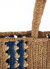 MILENO TOTE - Medium striped raffia tote in tea, blue and natural - detail 3