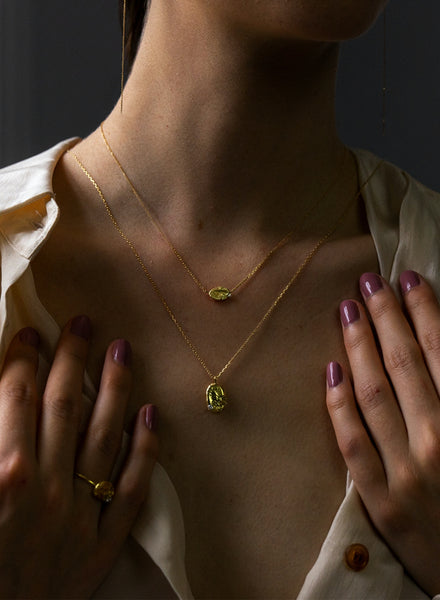 Moonscape Diamond Gold Necklace - model