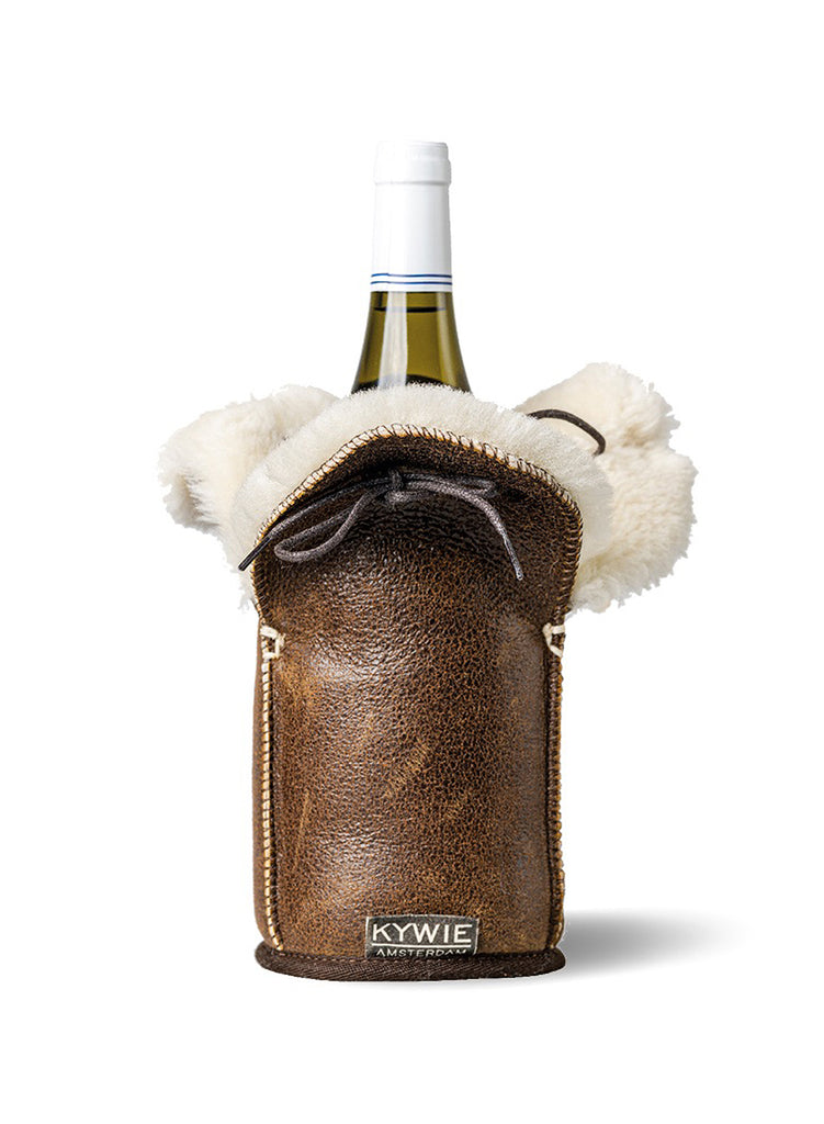 KYWIE Brown Leather Champagne Cooler – front