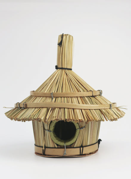 Round Thatched Bird House - front