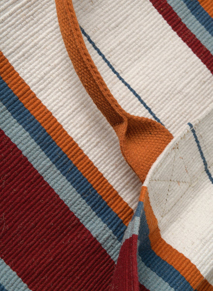 THE CABANA BAG - Terracotta Striped Cotton and Jute Tote - detail 1