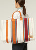 THE BEACH BAG - Terracotta Striped Oversized Cotton and Jute Tote - model