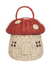 Red and Cream Rattan Mushroom Basket - front
