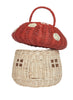 Red and Cream Rattan Mushroom Basket - open