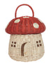Red and Cream Rattan Mushroom Basket - door open