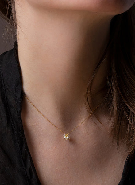 Pearl Cluster Gold Necklace - model