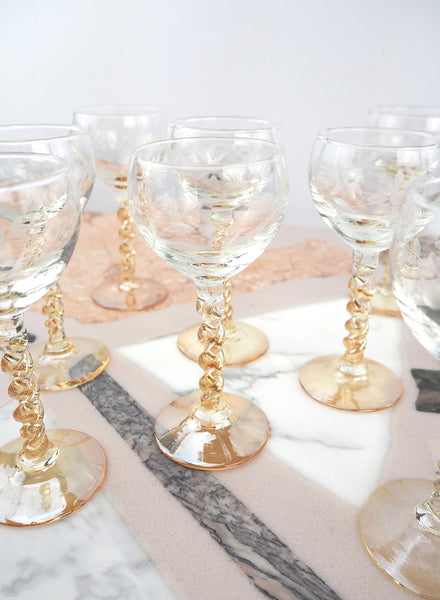 Set of Eight Vintage Etched Liquor Glasses - 1