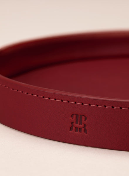 PARADISE ROW Oxblood Red Leather Trinket Tray - detail