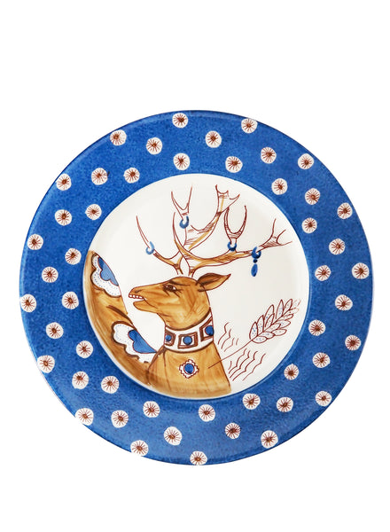 THOMAS GOODE Hand-Painted Porcelain Side Plate - Blue - Front