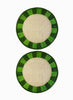 SET OF 2 TWIST PLACEMATS - Pair of large, hand-woven raffia placemats in green - 2
