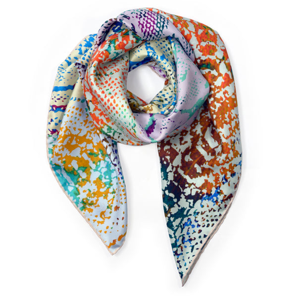 CHARLES WORTHINGTON X JANE CARR, VIPER FOULARD - Multicolour printed silk twill scarf