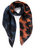 JANE CARR The Kitty Foulard in Guinness, brown and blue grey printed silk twill scarf - tied