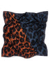 JANE CARR The Kitty Foulard in Guinness, brown and blue grey printed silk twill scarf – crinkly