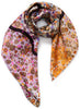 JANE CARR The Rickrack Foulard in Coral, pink and gold multicoloured printed silk twill scarf – tied