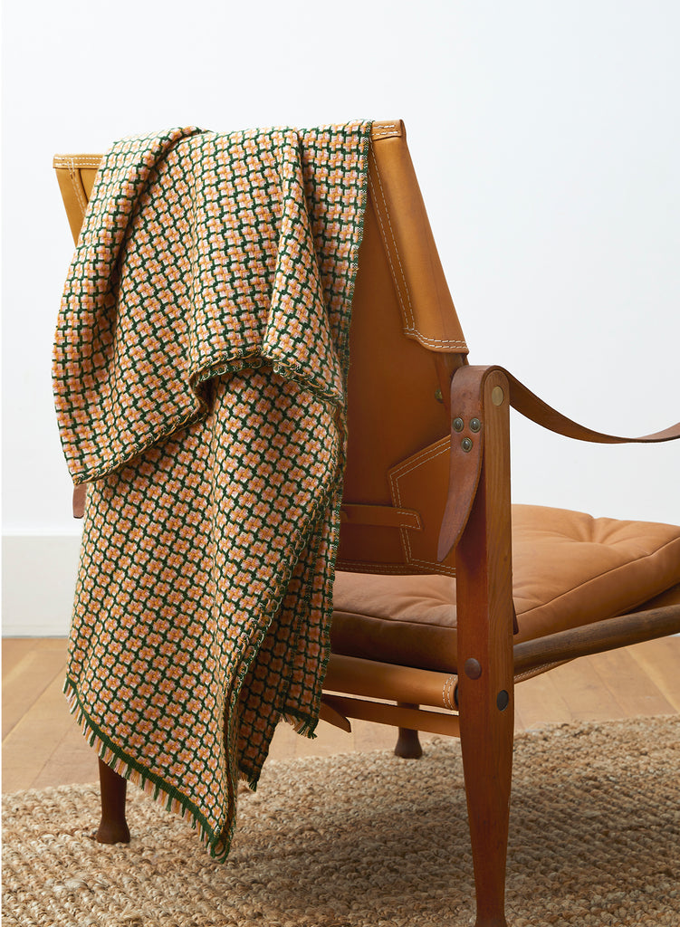 THE SLALOM THROW, multicolour checked wool and cashmere throw, Chair