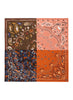 JANE CARR The Remix Foulard in Cinnamon, neutral and navy multicolour printed silk twill scarf – flat