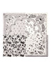 JANE CARR The Remix Foulard in Dalmatian, monochrome printed silk twill scarf – flat