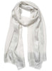 JANE CARR The Argent Wrap in White, white pure cashmere scarf with silver metallic border – tied