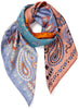 JANE CARR The Bandanas Foulard in Carp, bright multicolour printed silk twill scarf – tied