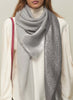 JANE CARR The Block Square in Grey, two tone cashmere scarf with Lurex - model