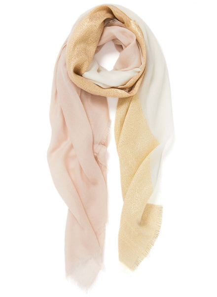 JANE CARR The Block Square in Poodle, two tone cashmere scarf with Lurex – tied