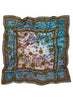JANE CARR The Self Square in Sargasso, khaki multicoloured printed silk twill scarf – crinkly