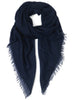 JANE CARR The Sheer Fray Square in Navy, dark blue super fine pure cashmere scarf – Tied