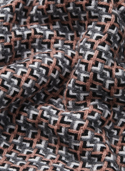 THE SLALOM THROW, neutral multicolour checked wool and cashmere throw, Detail