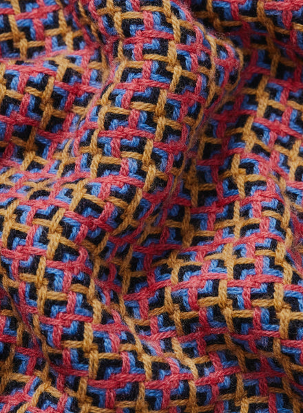 THE SLALOM THROW, bright multicolour checked wool and cashmere throw, Detail