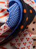 The Polka Petit Foulard in Boy, bright multicoloured printed silk twill scarf - detail