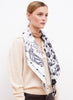 JANE CARR The Remix Foulard in Dalmatian, monochrome printed silk twill scarf – model 2
