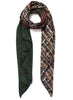 JANE CARR The Bouclé Square in Forest, green multicolour printed modal and cashmere scarf - tied