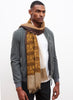 JANE CARR The Quilt Wrap in Biscuit, neutral printed modal and cashmere scarf - model 4