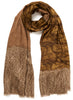 JANE CARR The Quilt Wrap in Biscuit, neutral printed modal and cashmere scarf - tied