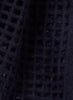 JANE CARR The Mesh Scarf in Navy, dark blue grid woven cashmere scarf – detail 