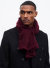 JANE CARR The Mesh Scarf in Raisin, burgundy grid woven cashmere scarf – model 4