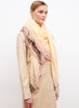 JANE CARR The Chalet Square in Hay, cream cashmere scarf with oversized contrast fringes – model 2