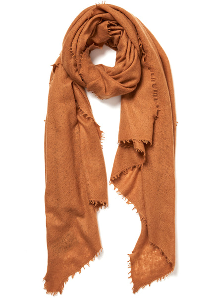 JANE CARR The Luxe in Tan, orange oversized cashmere knit wrap – tied