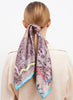 JANE CARR The Jouy Petit Foulard in Dusk, taupe multicolour printed silk twill scarf – model 1