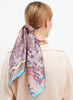 JANE CARR The Jouy Petit Foulard in Dusk, taupe multicolour printed silk twill scarf – model 2