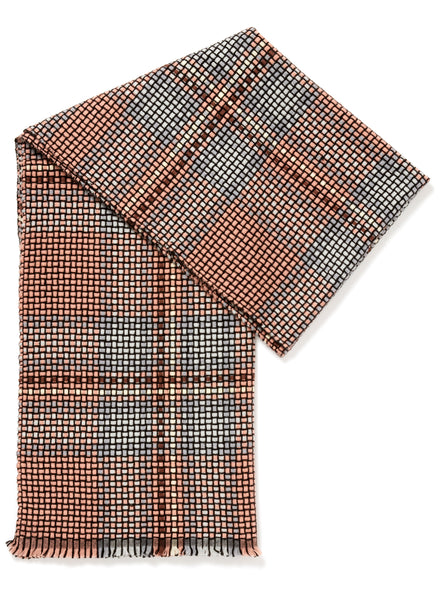 JANE CARR The Plaid Scarf in Pastel, pastel grid wool and cashmere scarf – folded