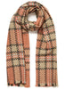 JANE CARR The Plaid Scarf in Tan, orange multicolour grid wool and cashmere scarf – tied